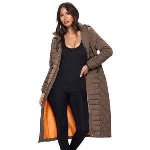 Women’s Brown/Orange Quilted Puffer Hooded Jacket NWT - (#0035)